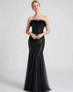 Celestia Maxi Dress by Lauven — polyester-spandex sleeveless off-the-shoulder mermaid maxi dress