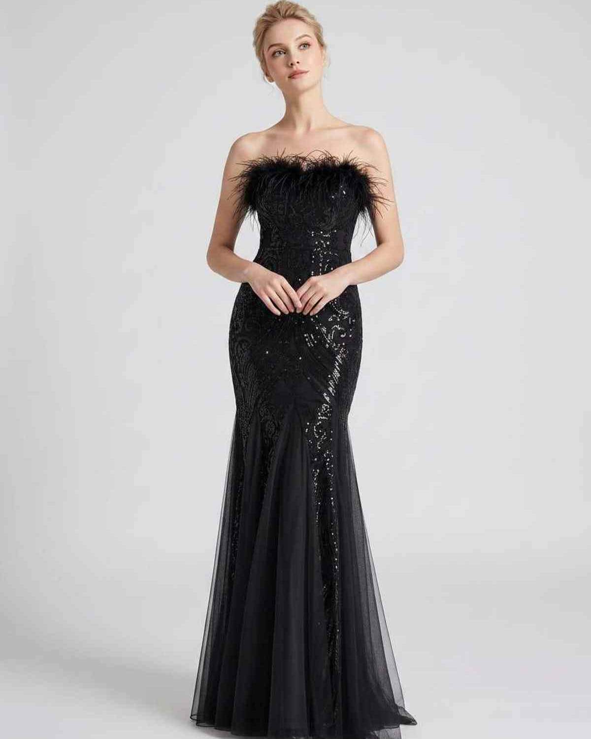Celestia Maxi Dress by Lauven — polyester-spandex sleeveless off-the-shoulder mermaid maxi dress