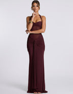 Solvane Maxi Dress by Lauven — stretch mesh sleeveless halter neck slim fit maxi dress