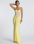 Solvane Maxi Dress by Lauven — stretch mesh sleeveless halter neck slim fit maxi dress