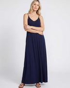 Solenne Maxi Dress by Lauven — soft stretch sleeveless V-neck relaxed A-line maxi dress