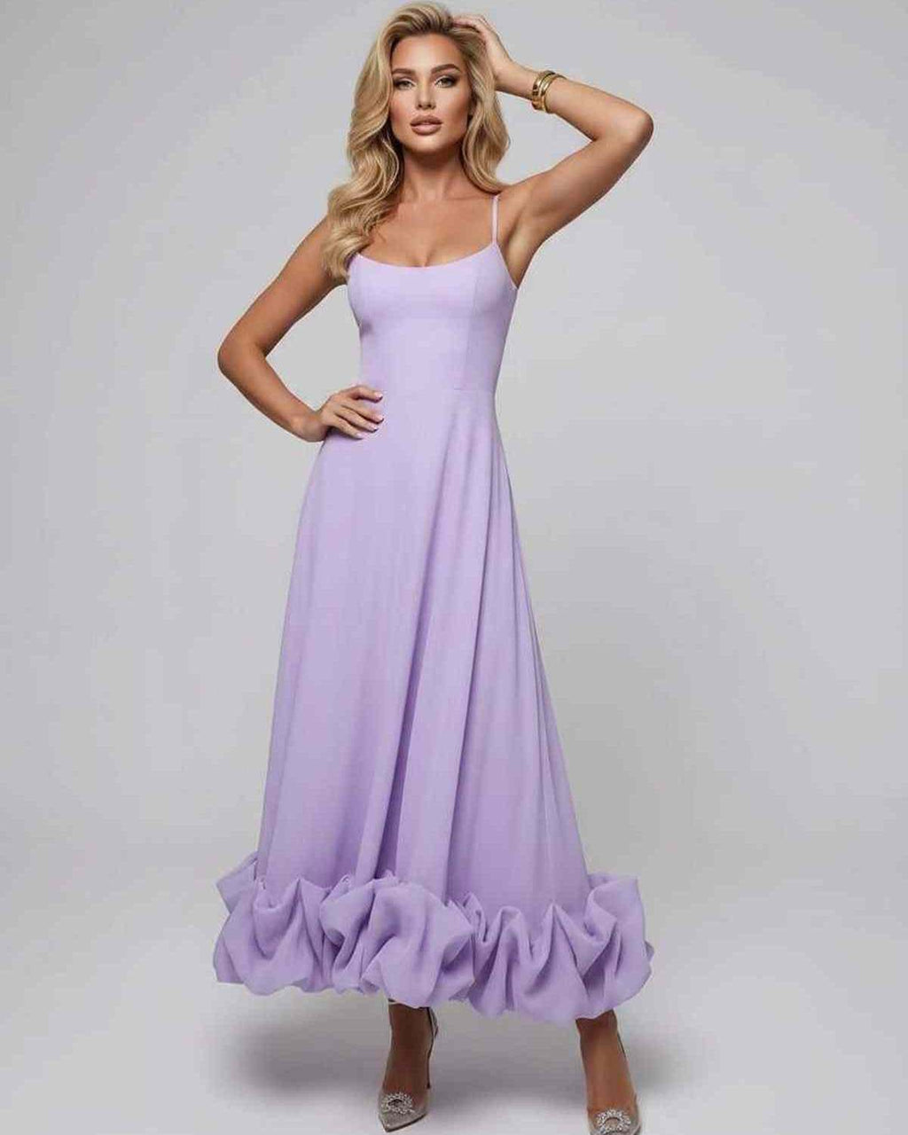 Aurelia Maxi Dress by Lauven — lightweight sleeveless scoop neck fit and flare maxi dress