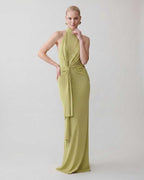 Serelle Maxi Dress by Lauven — polyester sleeveless halter neck fitted column maxi dress