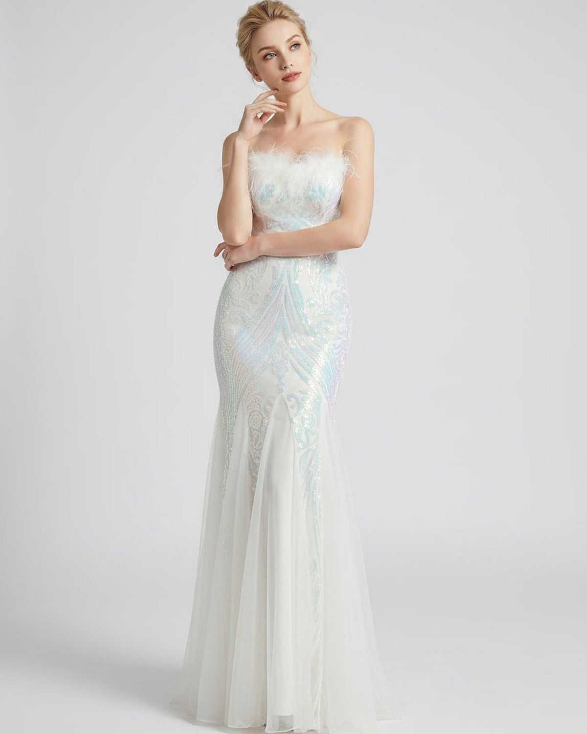 Celestia Maxi Dress by Lauven — polyester-spandex sleeveless off-the-shoulder mermaid maxi dress