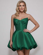 Veloura Mini Dress by Lauven — satin strapless sweetheart A-line mini dress