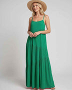 Solenne Maxi Dress by Lauven — rayon blend sleeveless scoop neck tiered A-line maxi dress