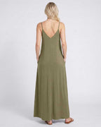 Solenne Maxi Dress by Lauven — soft stretch sleeveless V-neck relaxed A-line maxi dress