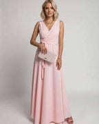 Veloura Maxi Dress by Lauven — satin sleeveless V-neck A-line maxi dress