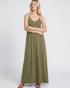Solenne Maxi Dress by Lauven — soft stretch sleeveless V-neck relaxed A-line maxi dress
