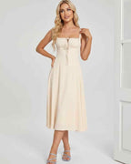 Serelune Midi Dress by Lauven — lightweight sleeveless square neck A-line midi dress