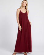 Solenne Maxi Dress by Lauven — soft stretch sleeveless V-neck relaxed A-line maxi dress