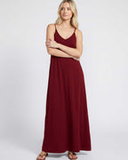 Solenne Maxi Dress by Lauven — soft stretch sleeveless V-neck relaxed A-line maxi dress