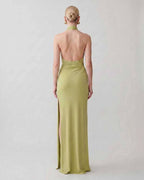 Serelle Maxi Dress by Lauven — polyester sleeveless halter neck fitted column maxi dress