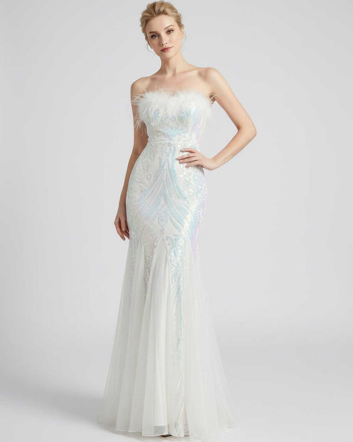 Celestia Maxi Dress by Lauven — polyester-spandex sleeveless off-the-shoulder mermaid maxi dress