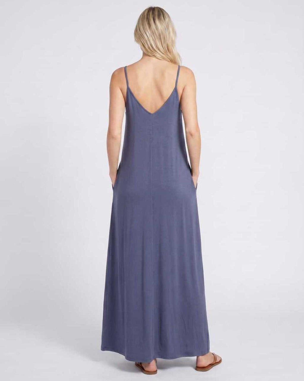 Solenne Maxi Dress by Lauven — soft stretch sleeveless V-neck relaxed A-line maxi dress