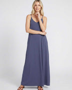Solenne Maxi Dress by Lauven — soft stretch sleeveless V-neck relaxed A-line maxi dress