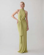 Serelle Maxi Dress by Lauven — polyester sleeveless halter neck fitted column maxi dress