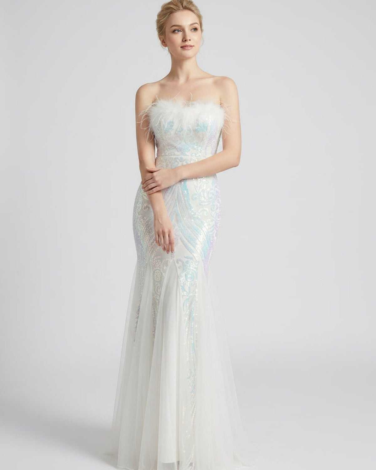 Celestia Maxi Dress by Lauven — polyester-spandex sleeveless off-the-shoulder mermaid maxi dress