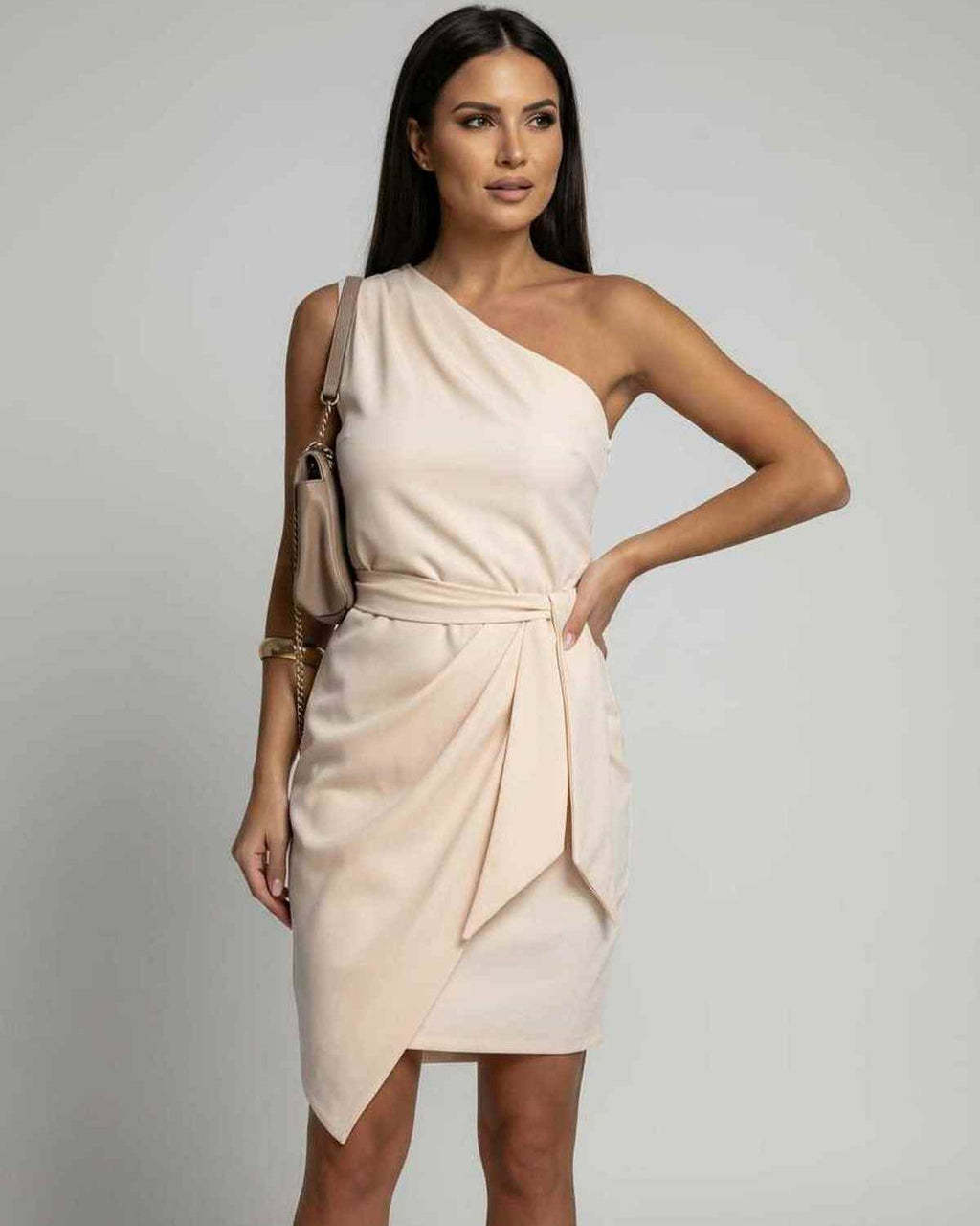 Celestia Midi Dress by Lauven — polyester cotton sleeveless slash neck midi dress with tie waist