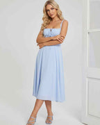 Serelune Midi Dress by Lauven — lightweight sleeveless square neck A-line midi dress