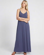 Solenne Maxi Dress by Lauven — soft stretch sleeveless V-neck relaxed A-line maxi dress