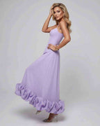 Aurelia Maxi Dress by Lauven — lightweight sleeveless scoop neck fit and flare maxi dress