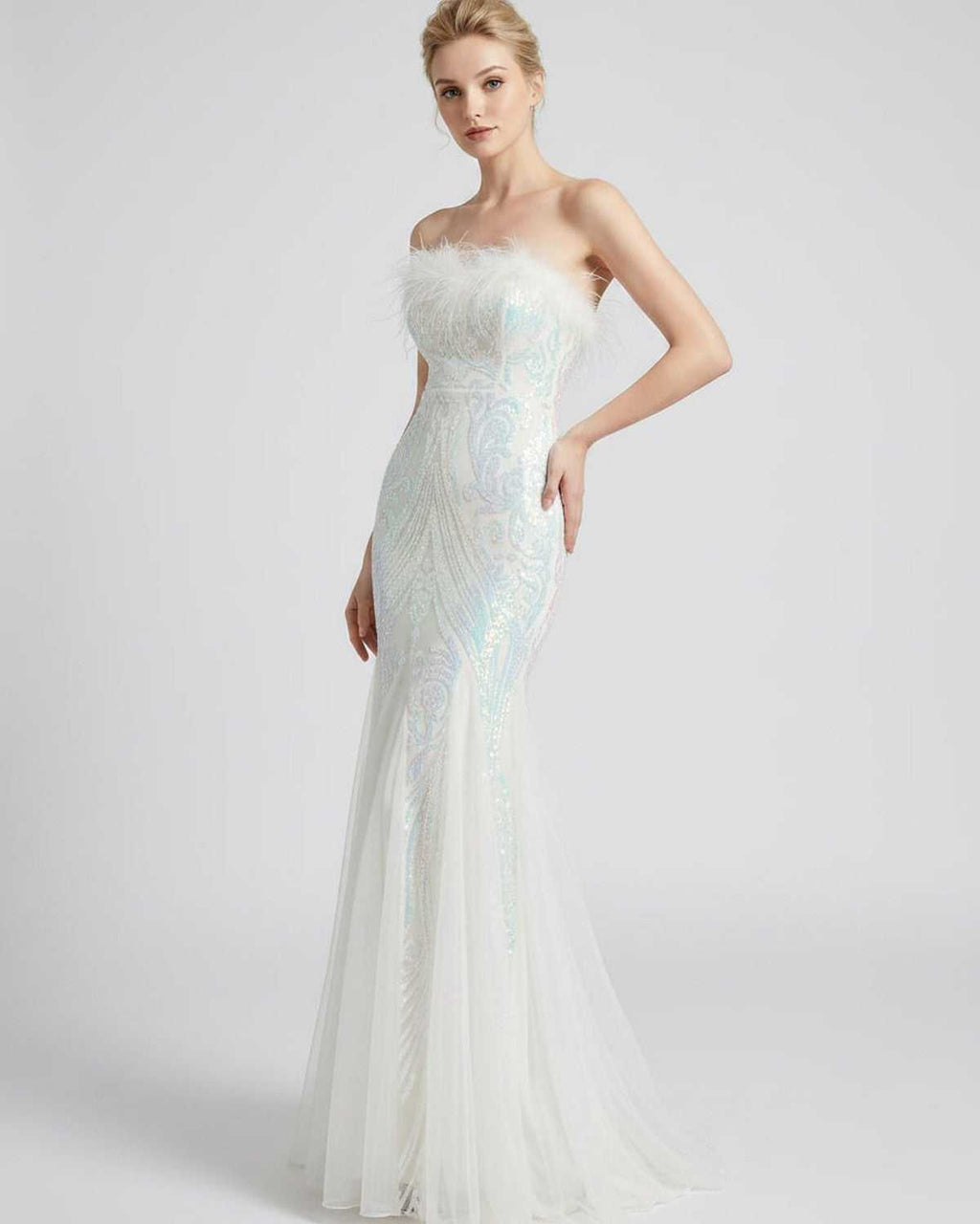 Celestia Maxi Dress by Lauven — polyester-spandex sleeveless off-the-shoulder mermaid maxi dress