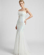 Celestia Maxi Dress by Lauven — polyester-spandex sleeveless off-the-shoulder mermaid maxi dress