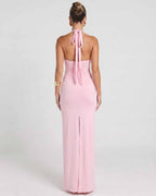 Solvienne Maxi Dress by Lauven — stretch sleeveless deep V-neck ruched maxi dress