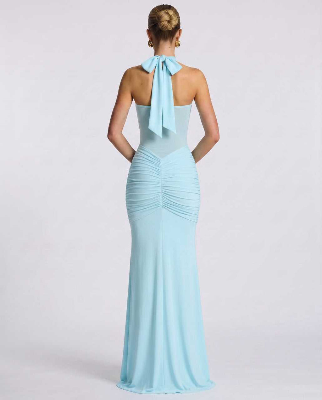 Solvane Maxi Dress by Lauven — stretch mesh sleeveless halter neck slim fit maxi dress