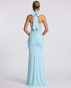 Solvane Maxi Dress by Lauven — stretch mesh sleeveless halter neck slim fit maxi dress