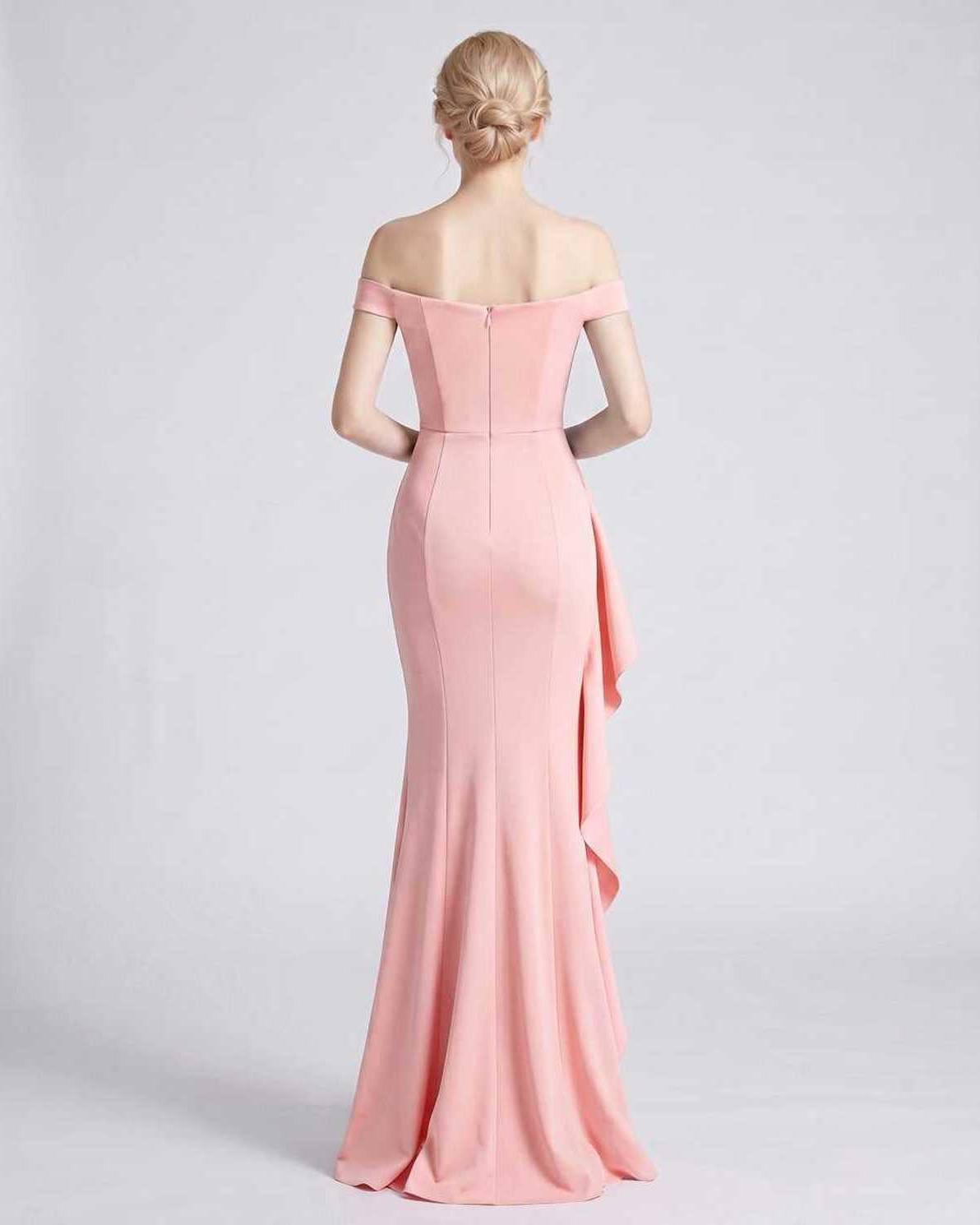 Veloura Maxi Dress by Lauven — polyester spandex off-the-shoulder mermaid maxi dress with slit