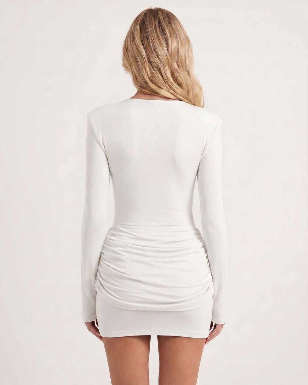 Selene Mini Dress by Lauven — stretch knit long sleeve boat neck bodycon mini dress