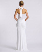Solvane Maxi Dress by Lauven — stretch mesh sleeveless halter neck slim fit maxi dress