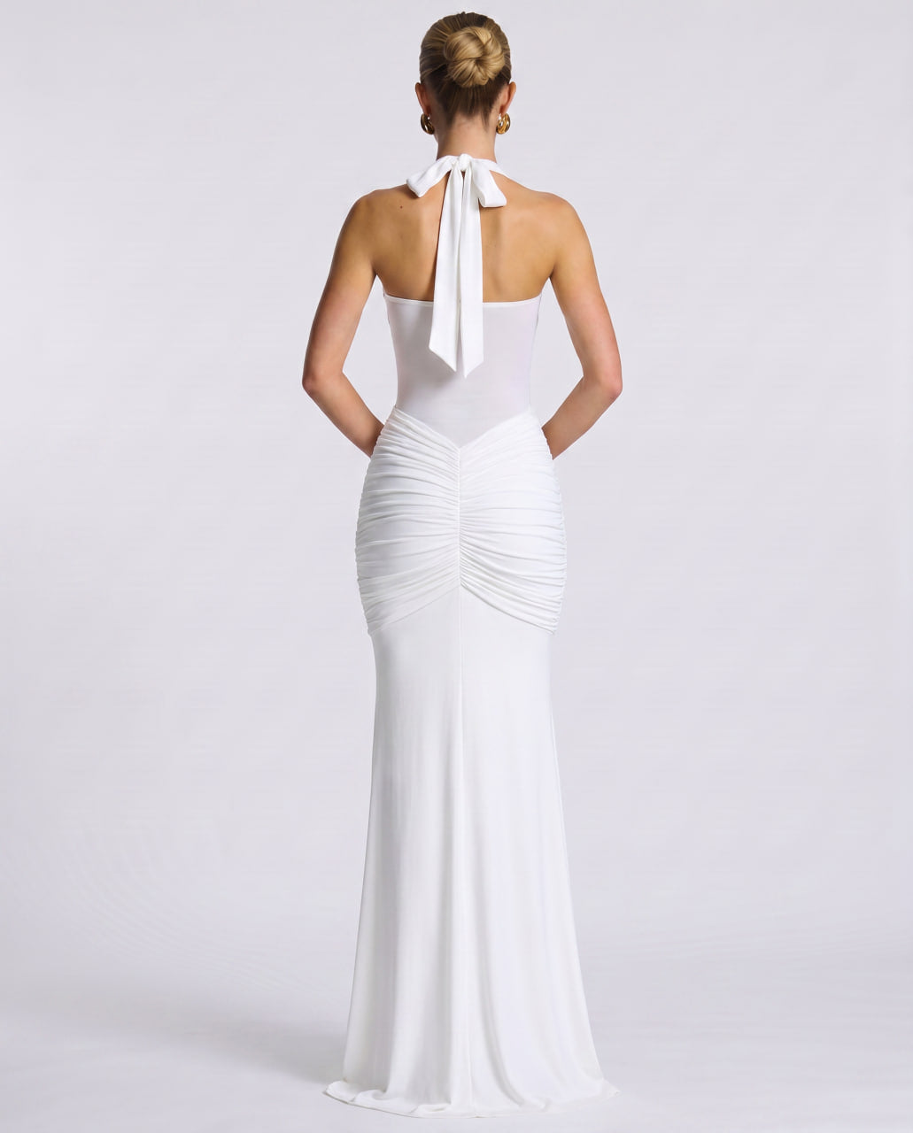Solvane Maxi Dress by Lauven — stretch mesh sleeveless halter neck slim fit maxi dress