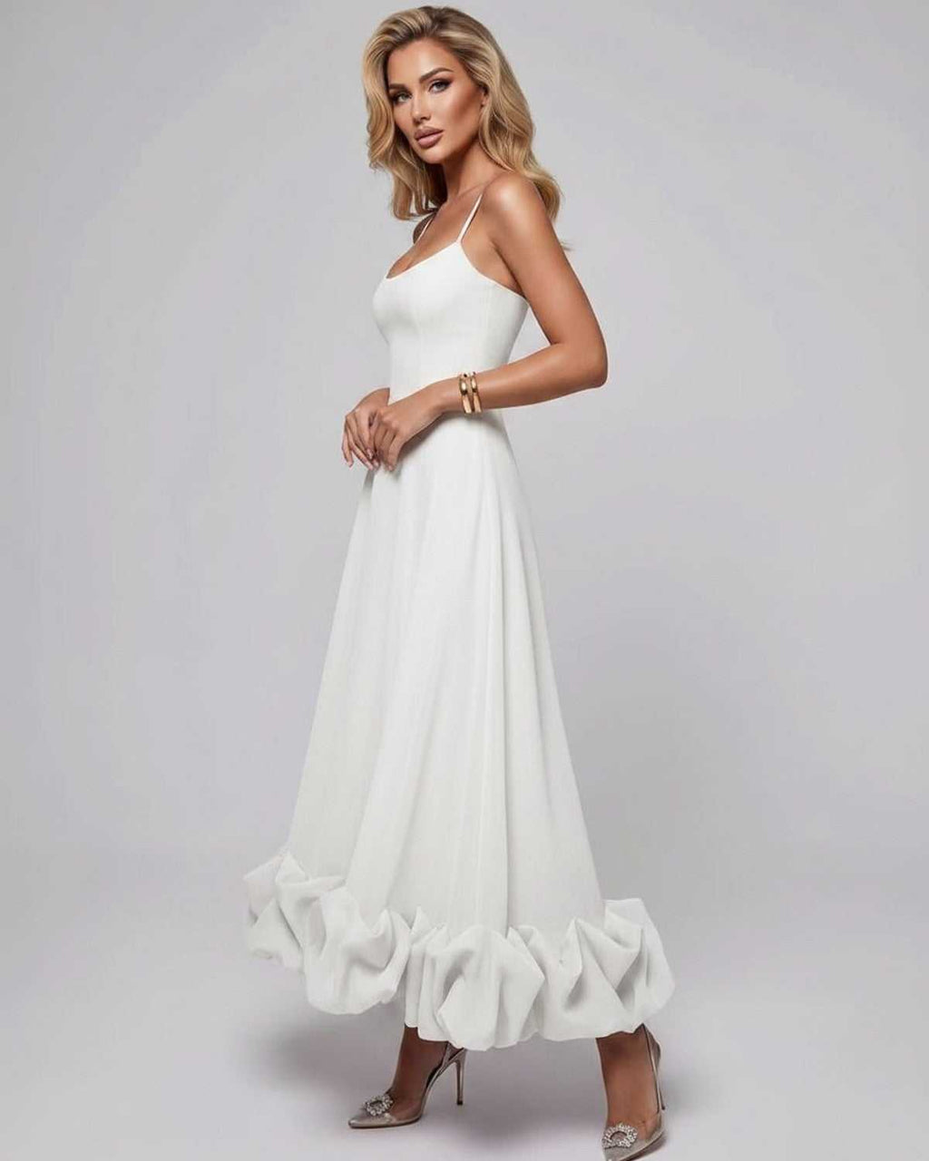 Aurelia Maxi Dress by Lauven — lightweight sleeveless scoop neck fit and flare maxi dress