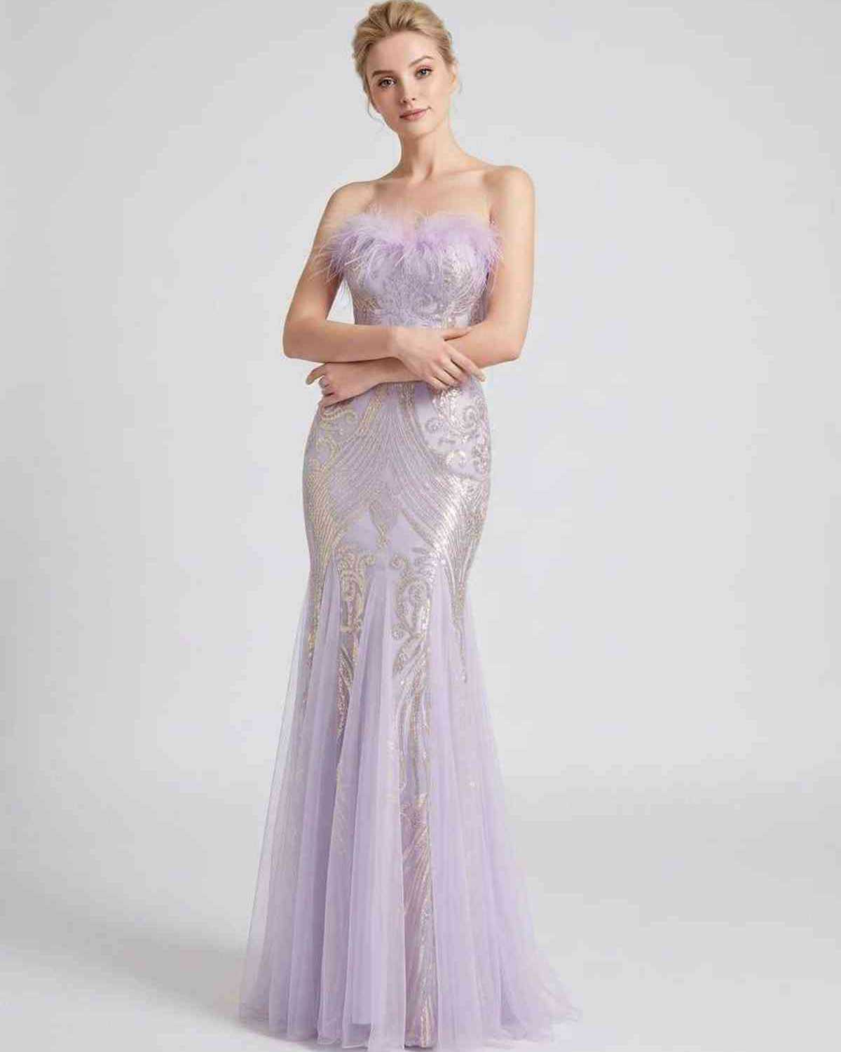 Celestia Maxi Dress by Lauven — polyester-spandex sleeveless off-the-shoulder mermaid maxi dress