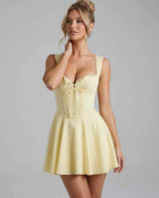 Veloura Mini Dress by Lauven — cotton blend sleeveless square neck fit and flare mini dress