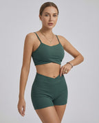 Lauven Verdea Two-Piece Swimsuit featuring a sleek sleeveless top and high-waisted shorts in green polyester.