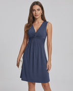 Aster Midi Dress by Lauven — soft knit sleeveless V-neck A-line midi dress