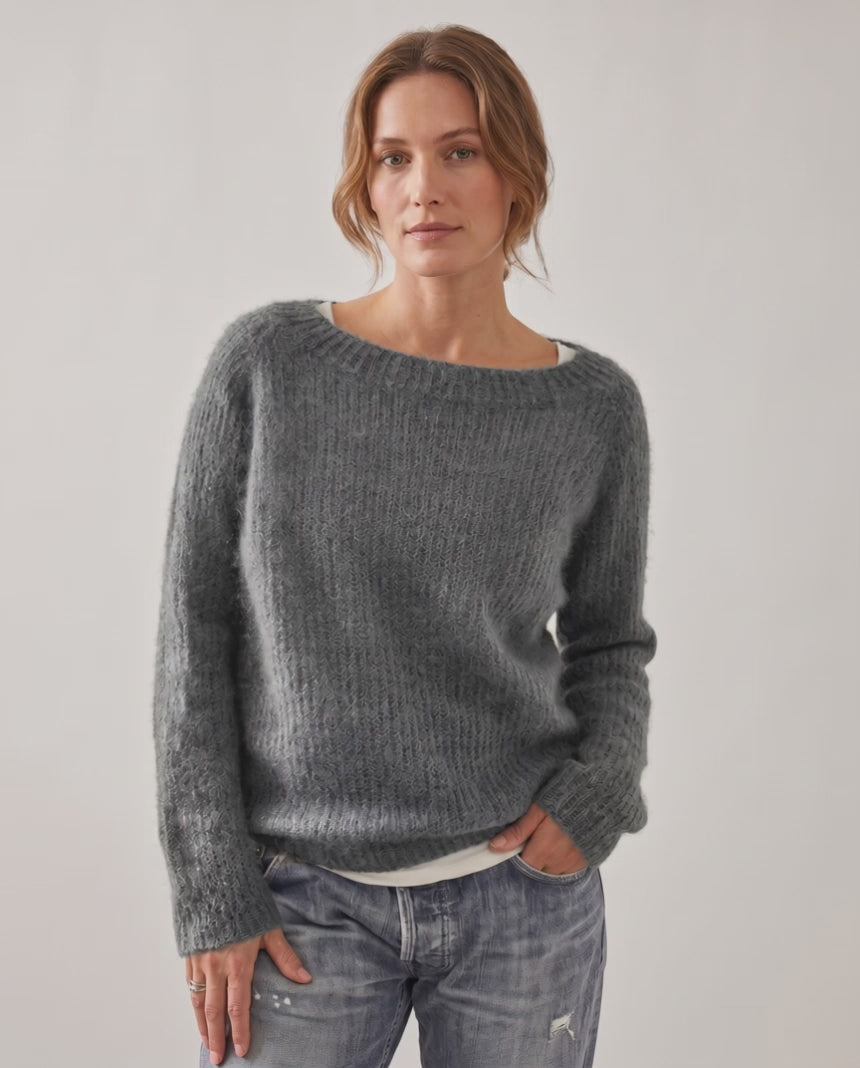 Veloura Sweater by Lauven — women’s relaxed knit sweater with soft brushed texture