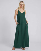 Solenne Maxi Dress by Lauven — soft stretch sleeveless V-neck relaxed A-line maxi dress