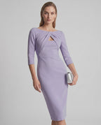 Aureline Midi Dress by Lauven — stretch crepe 7-point sleeve o-neck pencil midi dress