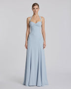 Celestia Maxi Dress by Lauven — stretch blend sleeveless sweetheart halter fit and flare maxi dress