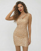 Monaco Mini Dress – Sequin One-Shoulder Bodycon Cocktail Dress by Lauven, featuring shimmering finish and sculpted silhouette.