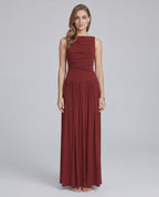 Aurea Maxi Dress by Lauven — stretch jersey sleeveless boat neck ruched waist maxi dress