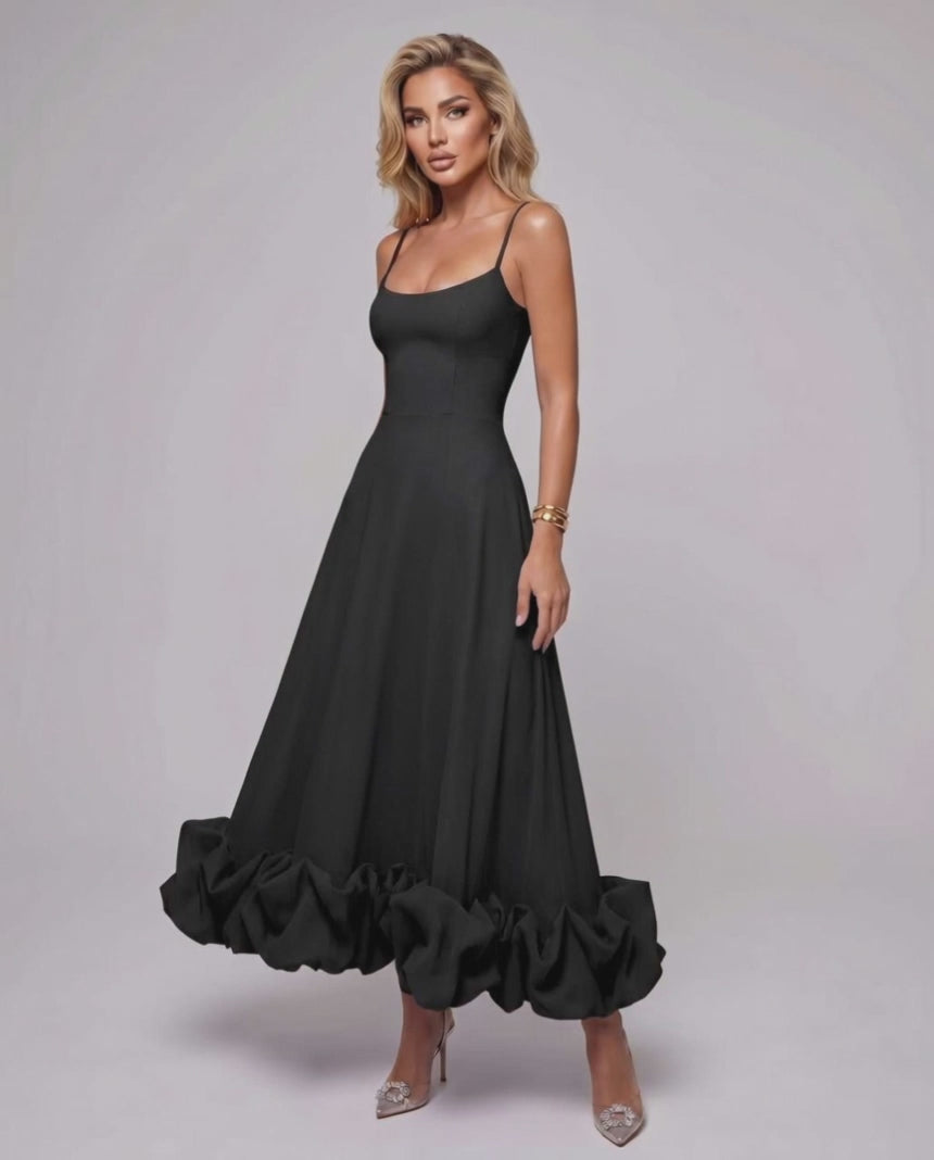 Aurelia Maxi Dress by Lauven — lightweight sleeveless scoop neck fit and flare maxi dress