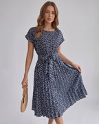 Liora Midi Dress by Lauven — polyester short sleeve round neck A-line midi dress