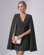 Celestia Mini Dress by Lauven — polyester blend cape sleeve V-neck tailored mini dress