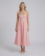 Solenne Midi Dress by Lauven — cotton blend sleeveless U-neck A-line midi dress